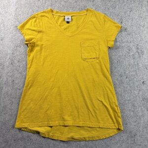 Cabi Yellow V Neck Fold Pocket Tee 100% Cotton Size  Small